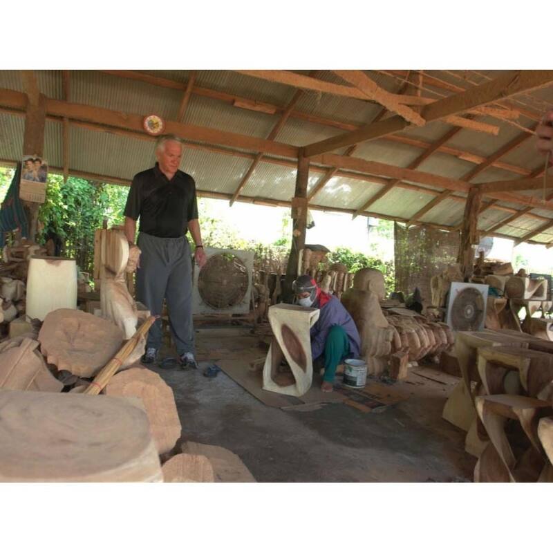 Handmade Wood Natural Stool End Table (Thailand) - 12" x 12" x 20"