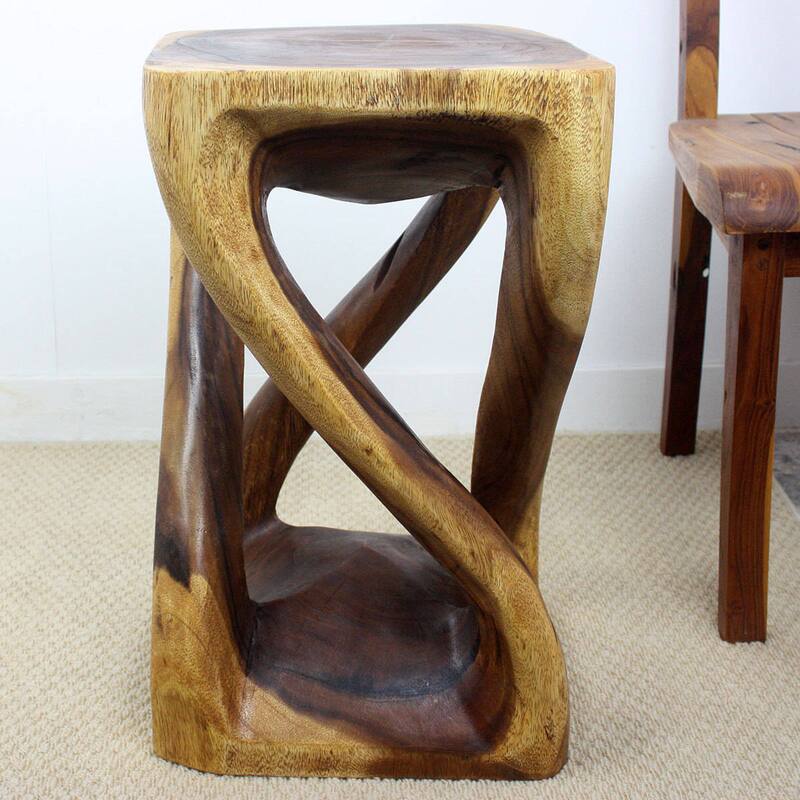 Haussmann Wood Vine Twist Stool/End Table (Thailand) - 14" x 14" x 23"