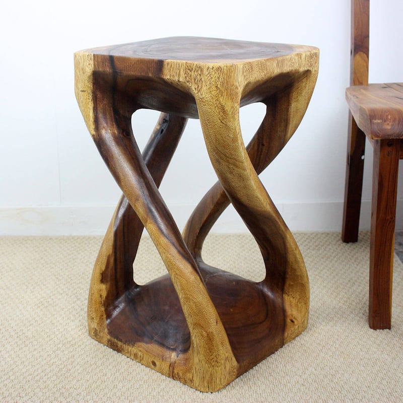 Haussmann Wood Vine Twist Stool/End Table (Thailand) - 14" x 14" x 23"