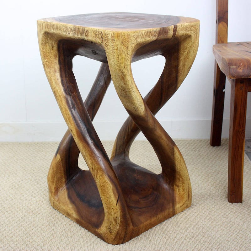 Haussmann Wood Vine Twist Stool/End Table (Thailand) - 14" x 14" x 23"