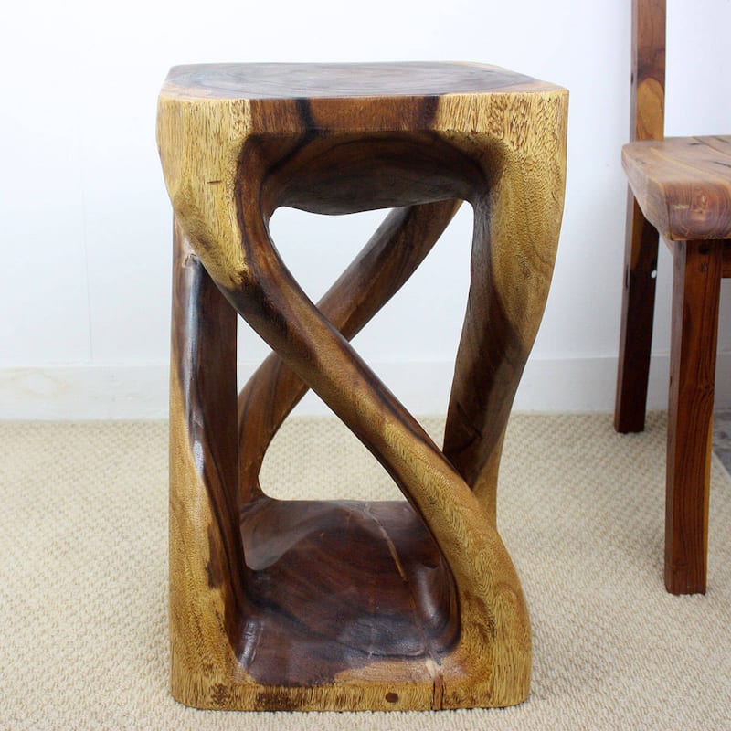 Haussmann Wood Vine Twist Stool/End Table (Thailand) - 14" x 14" x 23"