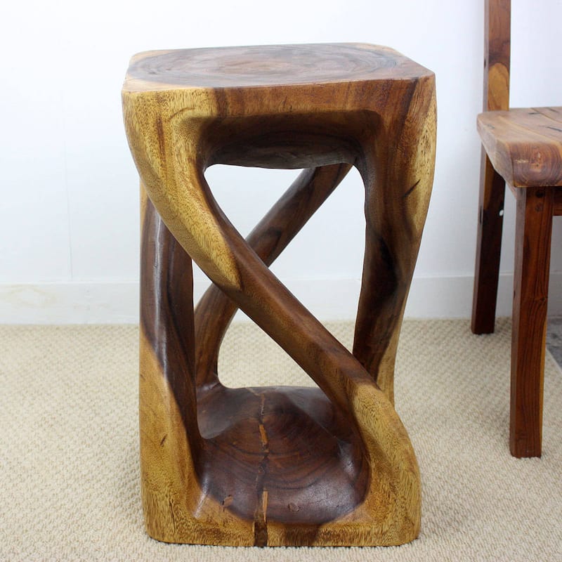 Haussmann Wood Vine Twist Stool/End Table (Thailand) - 14" x 14" x 23"