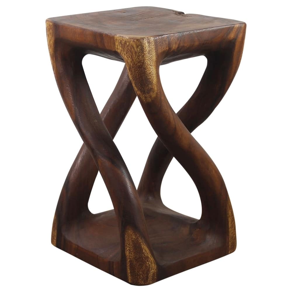 Haussmann Wood Vine Twist Stool/End Table (Thailand) - 14" x 14" x 23"
