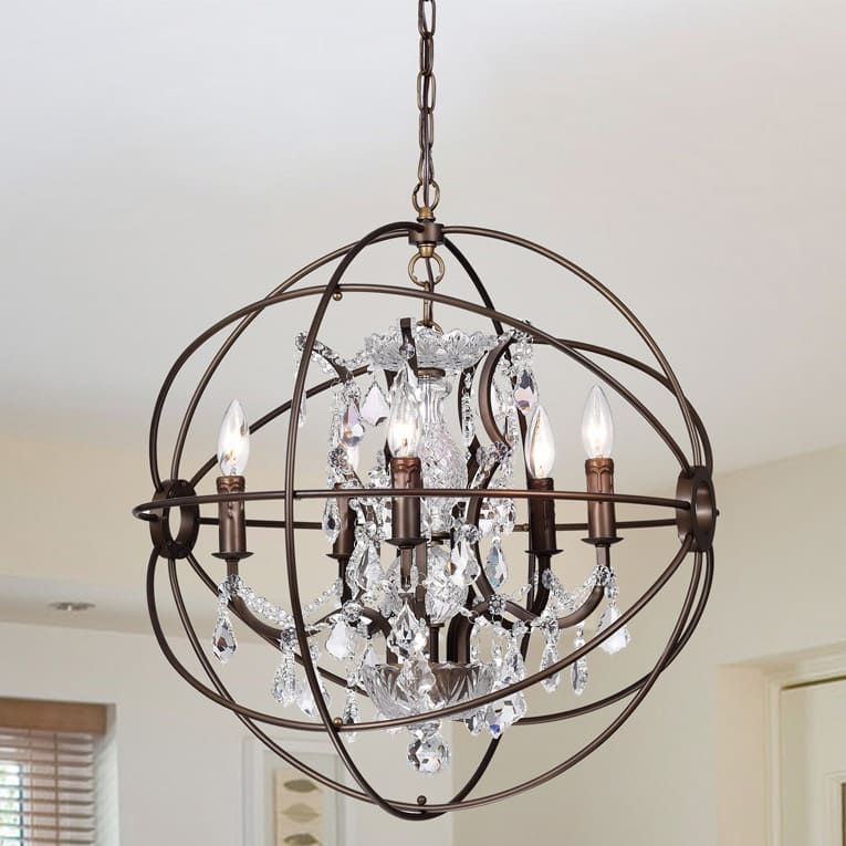 Warehouse of Tiffany Planetshaker 22 Inch 5-Light Crystal Orb Chanderlier