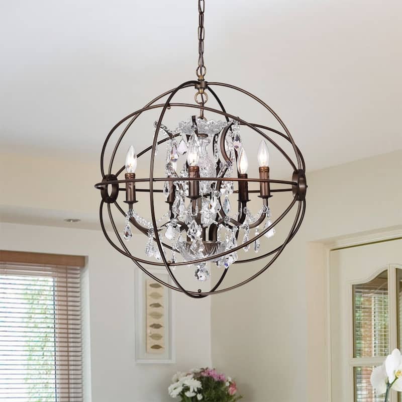 Warehouse of Tiffany Planetshaker 22 Inch 5-Light Crystal Orb Chanderlier