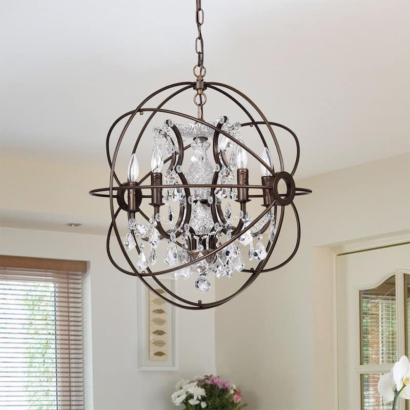 Warehouse of Tiffany Planetshaker 22 Inch 5-Light Crystal Orb Chanderlier