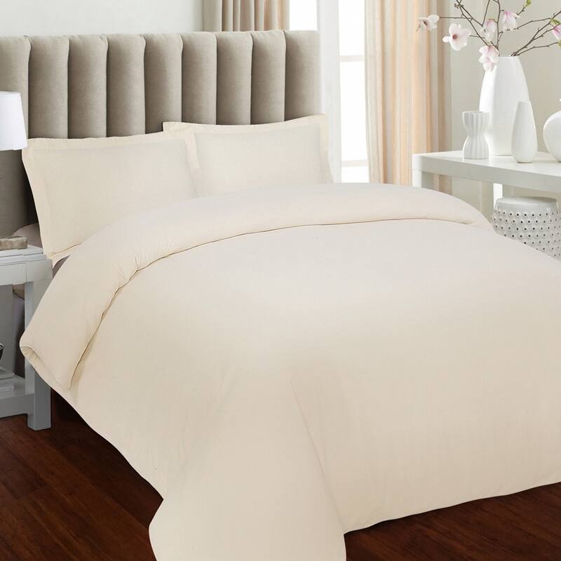 Tribeca Living Solid Flannel 3-piece Duvet Cover Set