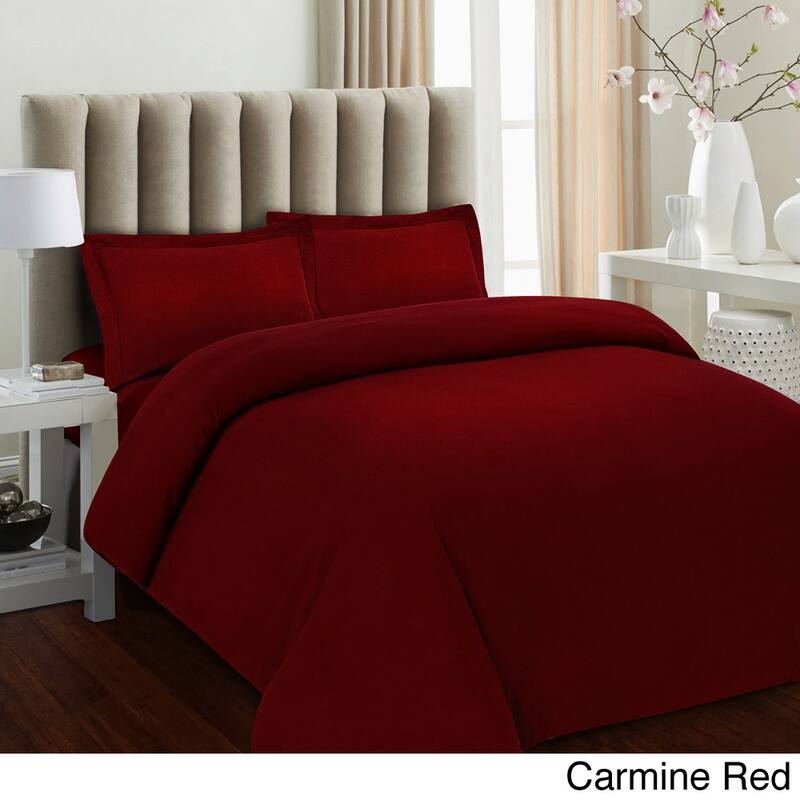 Tribeca Living Solid Flannel 3-piece Duvet Cover Set