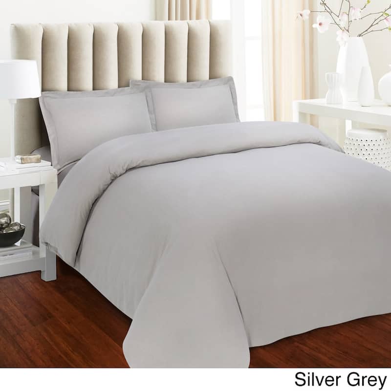 Tribeca Living Solid Flannel 3-piece Duvet Cover Set