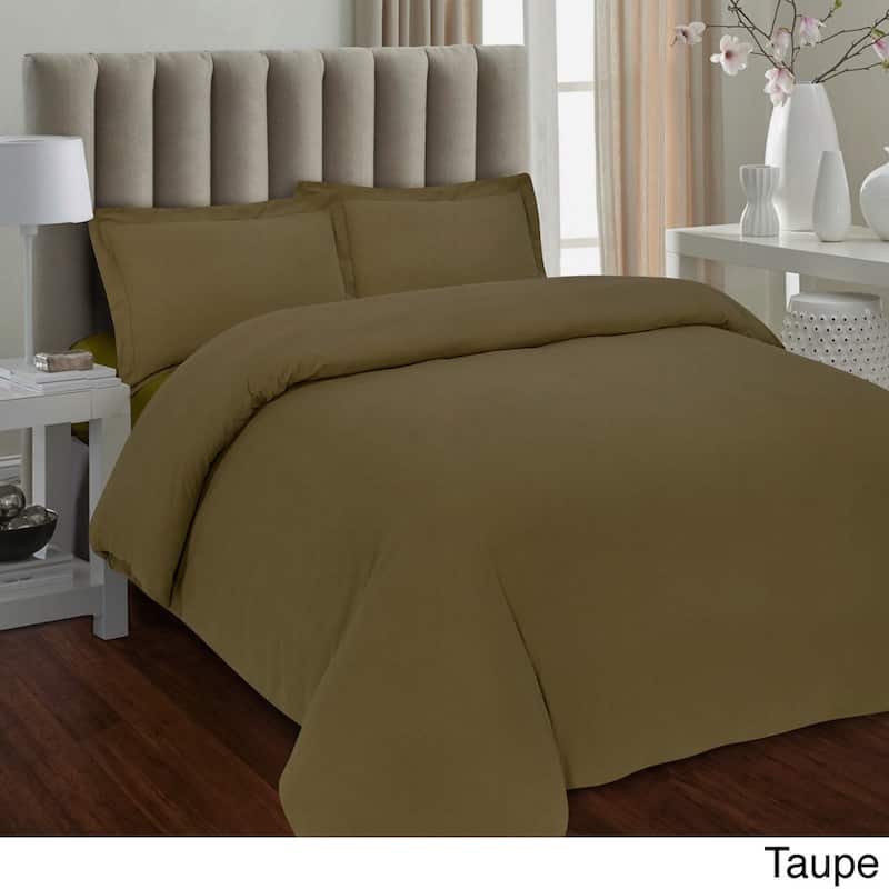 Tribeca Living Solid Flannel 3-piece Duvet Cover Set