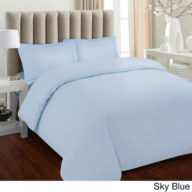 Tribeca Living Solid Flannel 3-piece Duvet Cover Set
