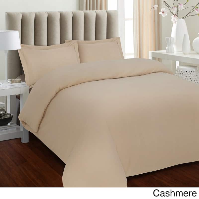 Tribeca Living Solid Flannel 3-piece Duvet Cover Set - Cashmere - Queen