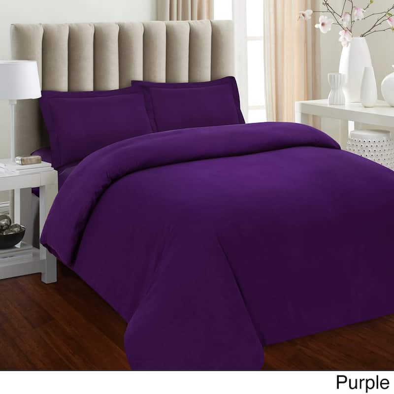 Tribeca Living Solid Flannel 3-piece Duvet Cover Set