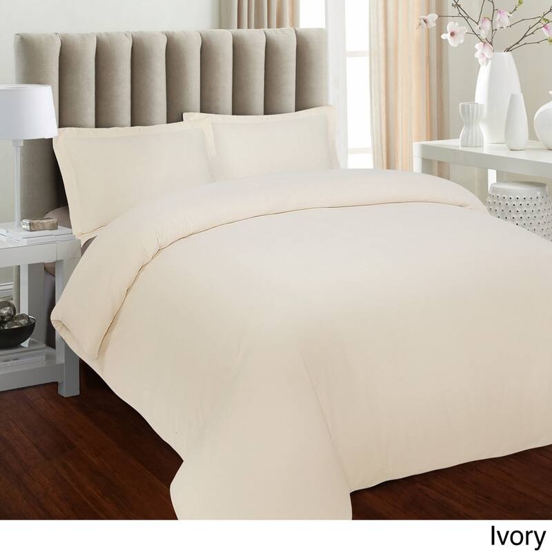 Tribeca Living Solid Flannel 3-piece Duvet Cover Set