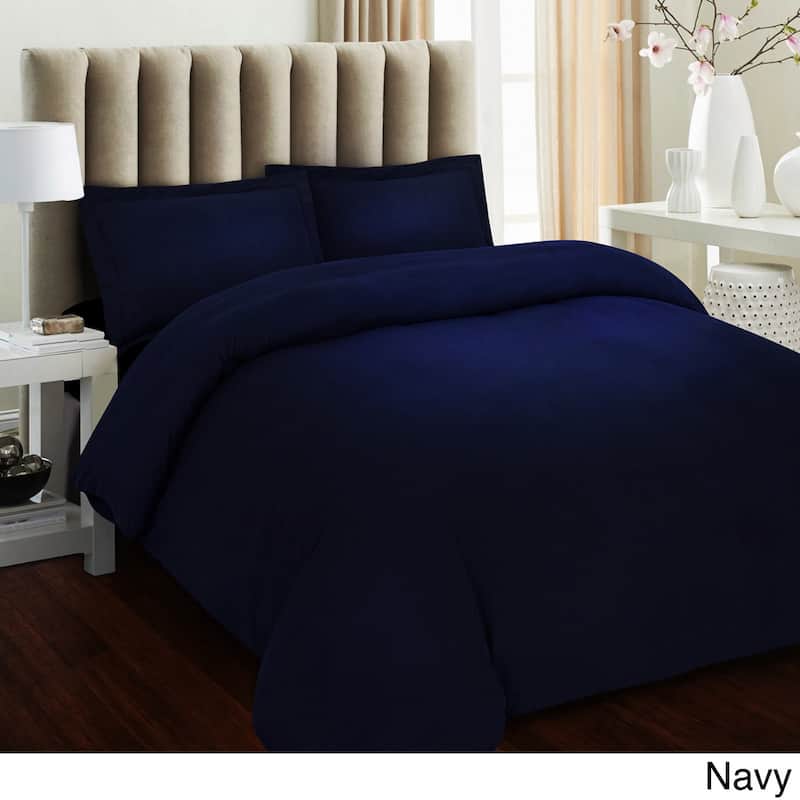 Tribeca Living Solid Flannel 3-piece Duvet Cover Set