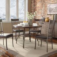 Keyaki Rustic Antique Bronze Oak Round Dining Table by iNSPIRE Q Classic - Brown