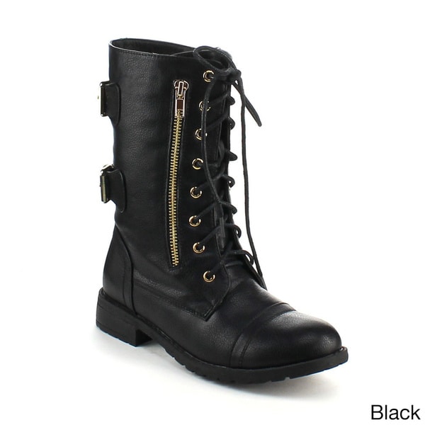 Refresh Women's 'Terra-20' Mid-calf Lace-up Combat Boots - 16562436 ...