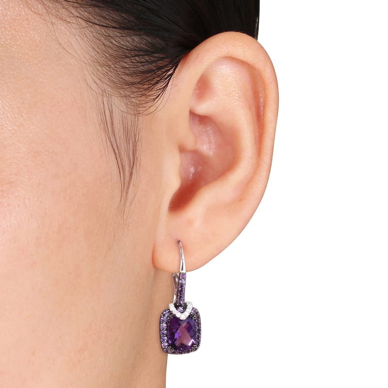Miadora Sterling Silver Multi-gemstone and 1/10ct TDW Diamond Earrings (H-I, I2-I3)