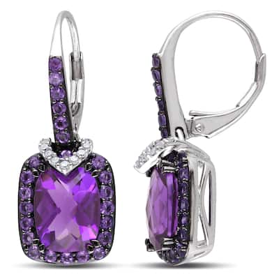 Miadora Sterling Silver Multi-gemstone and 1/10ct TDW Diamond Earrings (H-I, I2-I3)