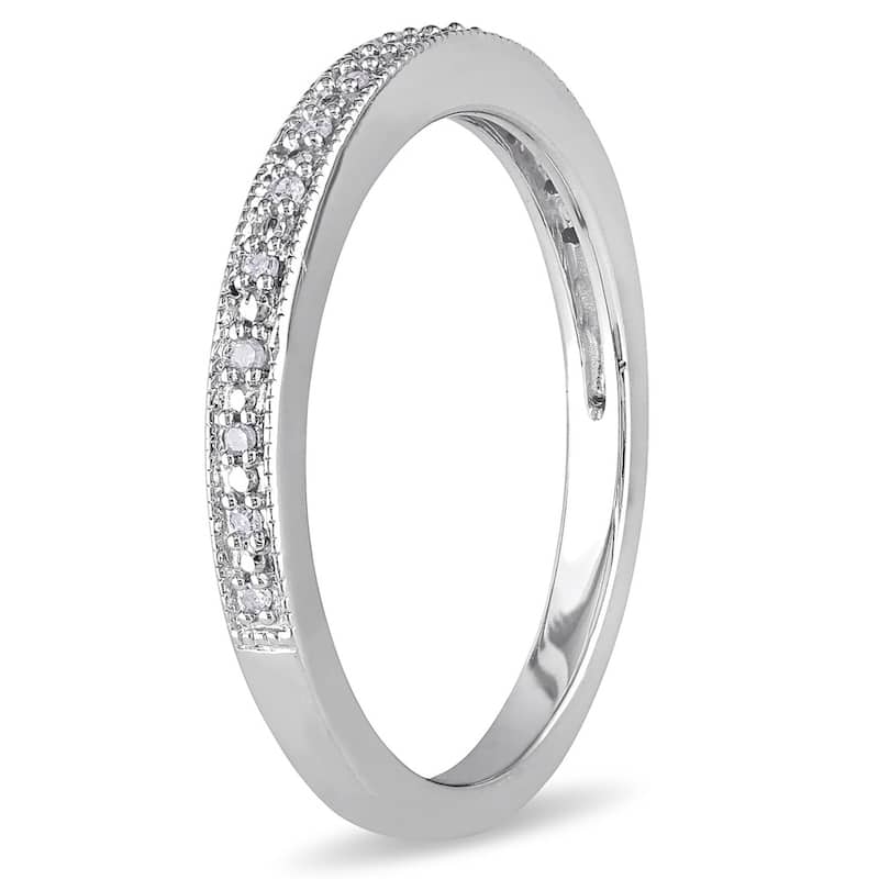 Miadora 10k White Gold Diamond Accent Stackable Wedding Band Ring