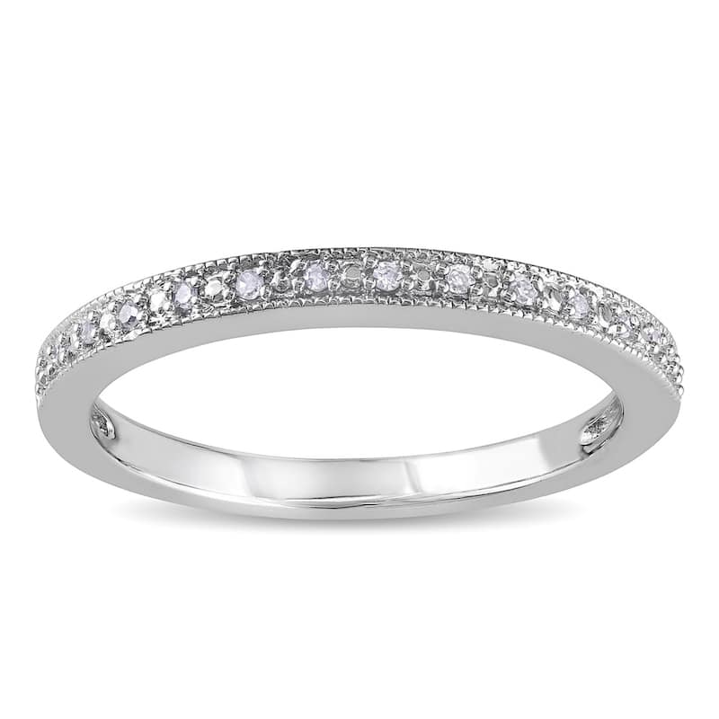 Miadora 10k White Gold Diamond Accent Stackable Wedding Band Ring - 4
