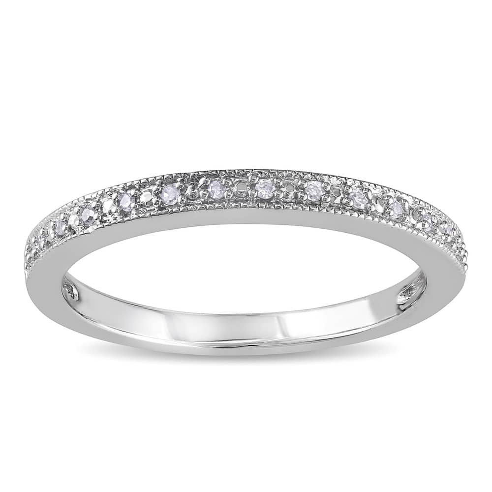 Miadora 10k White Gold Diamond Accent Stackable Wedding Band Ring