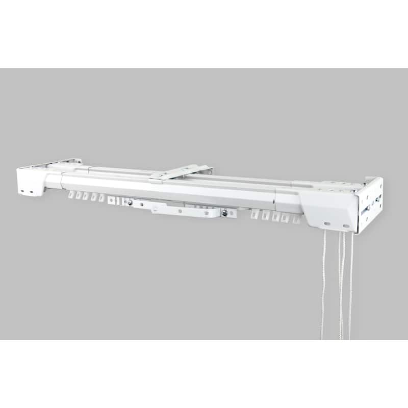 InStyleDesign White Heavy-duty Double Center Open Traverse Curtain Rod ...