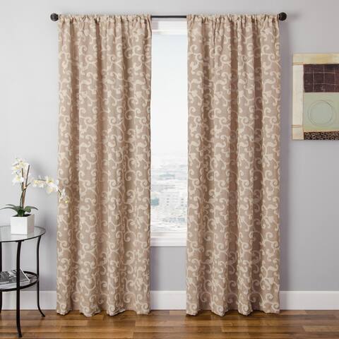 Softline Solomon Faux Linen Embroidered Curtain Panel