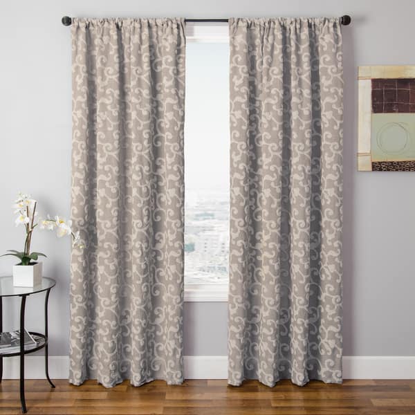 Softline Solomon Faux Linen Embroidered Curtain Panel - Bed Bath ...