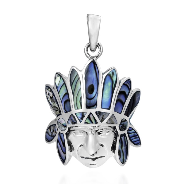 Handmade Colorful Native American Style Sterling Silver Pendant 
