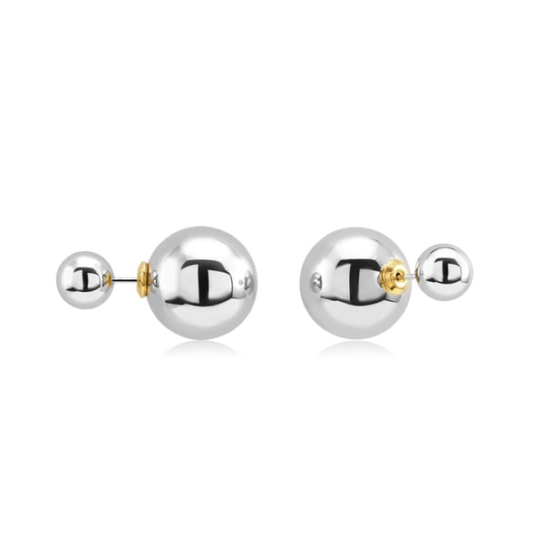 Shop Brass Double Ball FrontBack Stud Earrings Free Shipping On