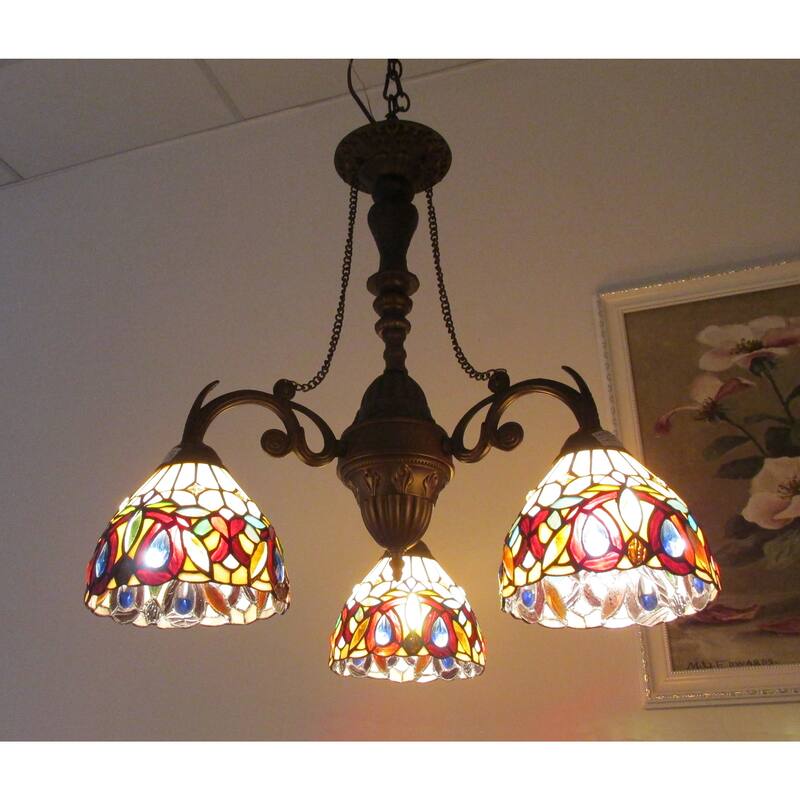 Chloe Tiffany Style 3-light Dark Bronze Chandelier