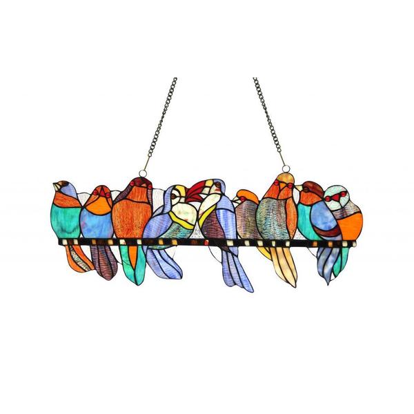 Chloe Tiffany-style Stained Glass Birds Window Panel - 16562876 ...