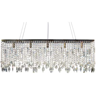 Sofia 40 Inch Crystal Chandelier, Antique Brass Finish - N/A