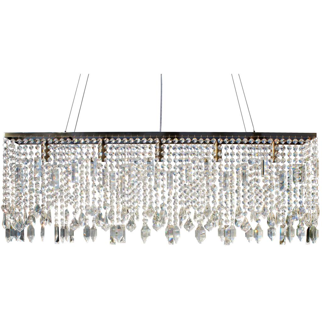 Sofia 40 Inch Crystal Chandelier, Antique Brass Finish - N/A