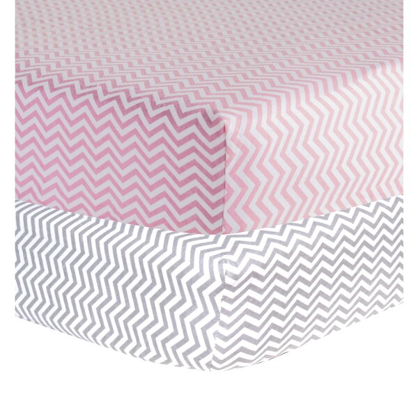 Trend Lab Girls' Chevron Print Flannel Crib Sheet (Set of 2