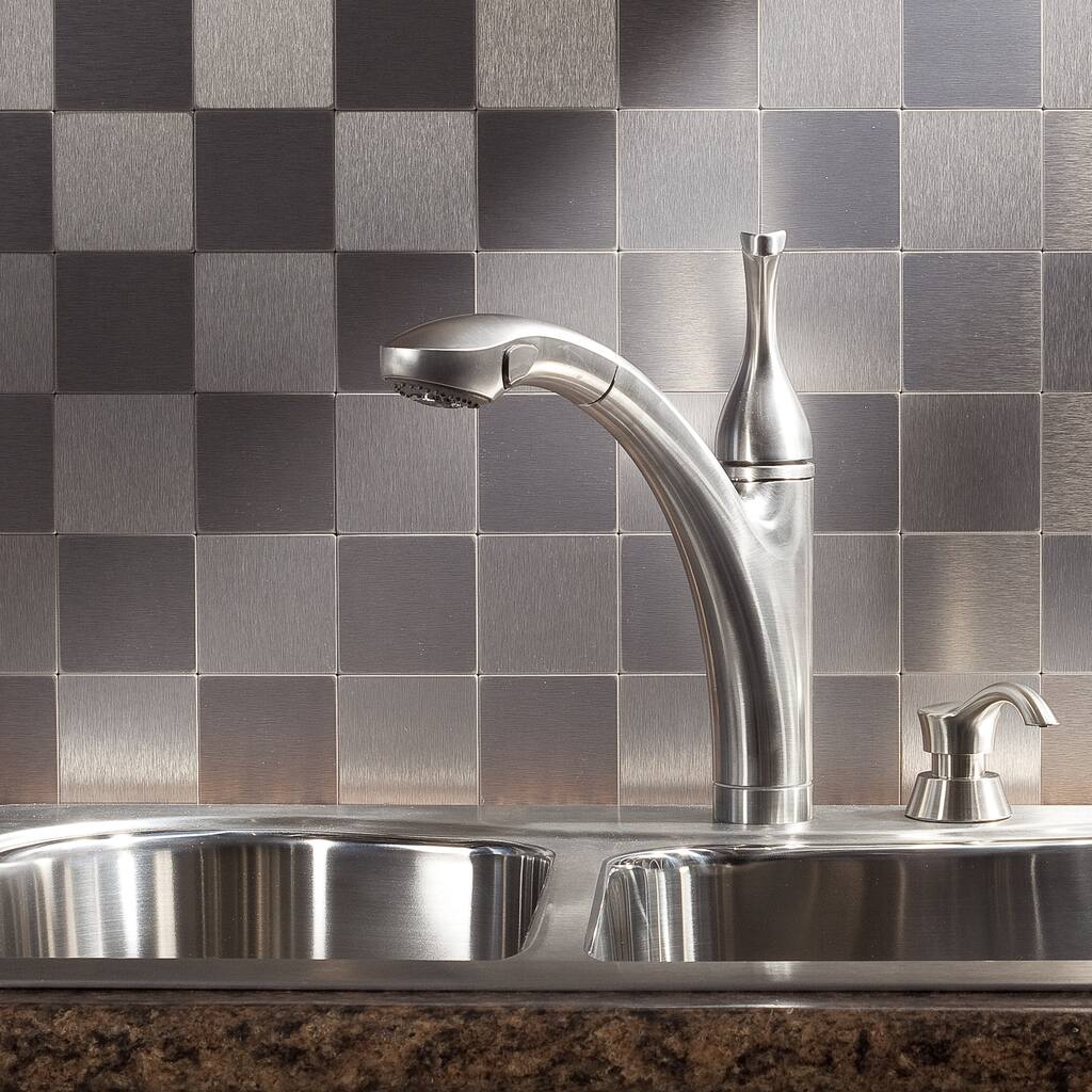 Aspect Stainless Peel and Stick Tiles (5 square feet)