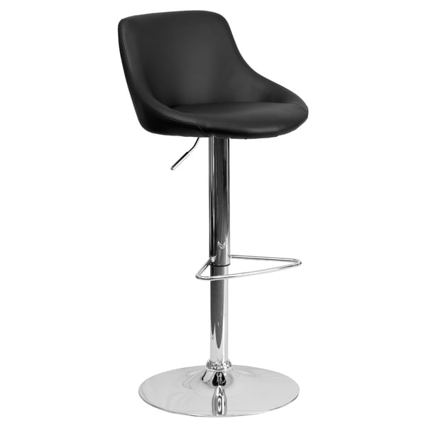 Black Vinyl Bucket Seat Adjustable Bar Stool (Set of 2)  