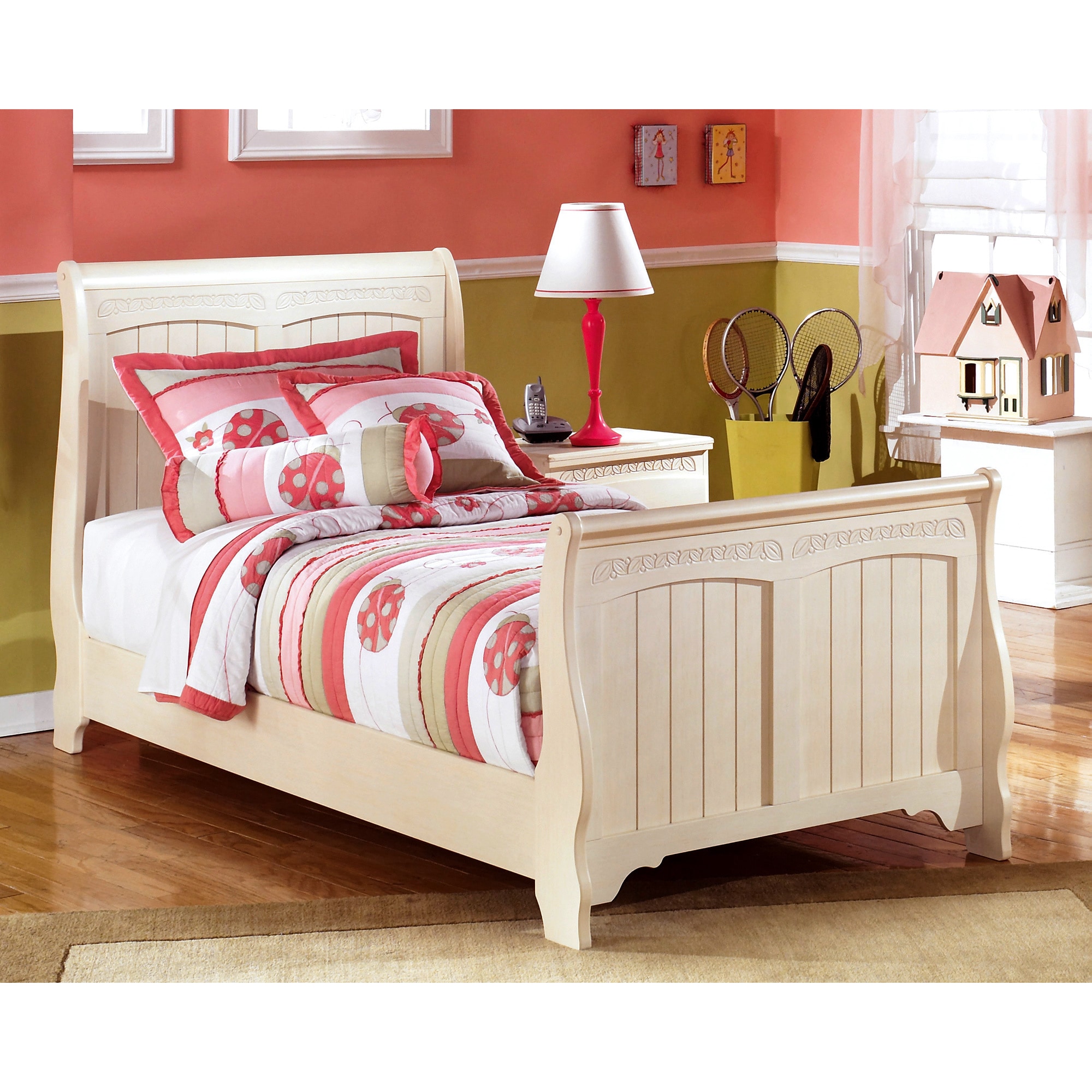 Shop Ashley Cottage Retreat Cream Sleigh Bed Set Free Shipping