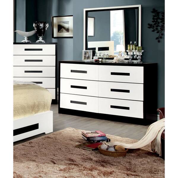 Shop Furniture Of America Feas Black 2 Piece Dresser And Mirror