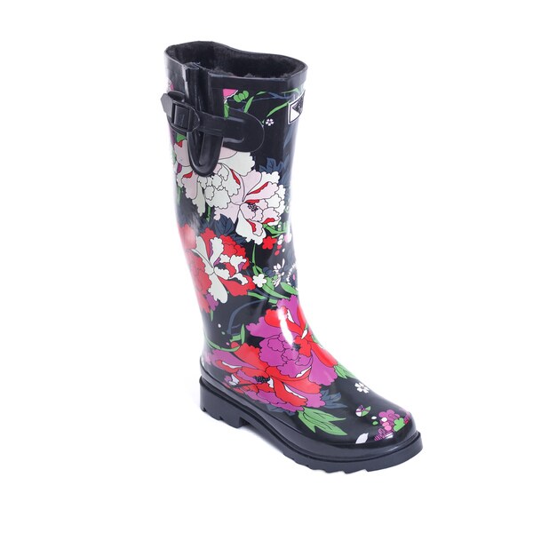 Women's Flower Garden Design Mid-calf Rain Boots - 16566425 - Overstock ...