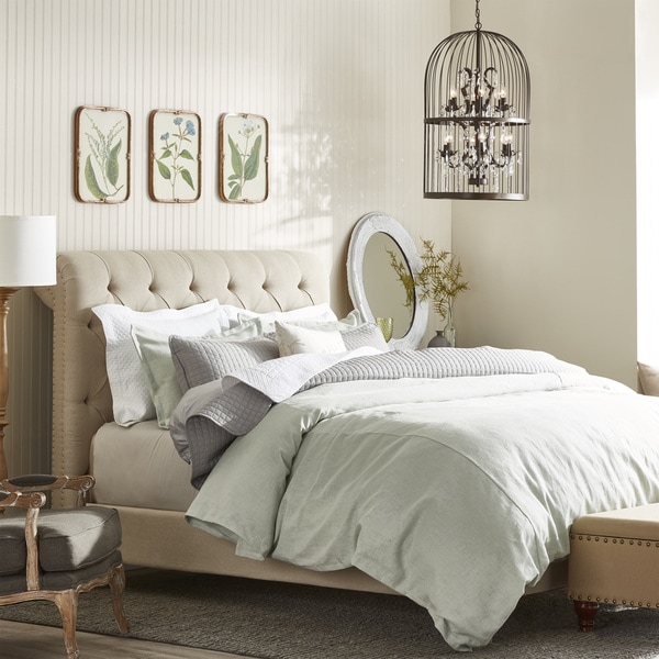 Oxford Beige Linen Platform Bed