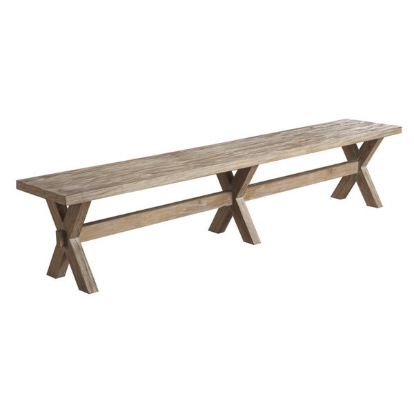 Shop Emerald Home Rustic Beige Washed Dining Bench Free Shipping