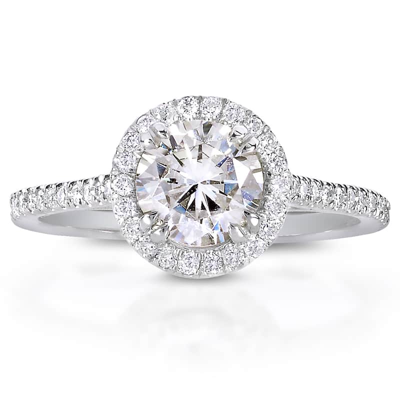 Annello by Kobelli The Nora 14k White Gold 1 1/3ct TDW Round-cut Diamond Halo Engagement Ring