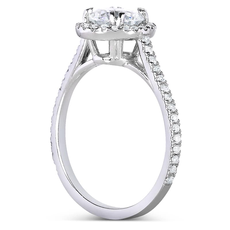Annello by Kobelli The Nora 14k White Gold 1 1/3ct TDW Round-cut Diamond Halo Engagement Ring