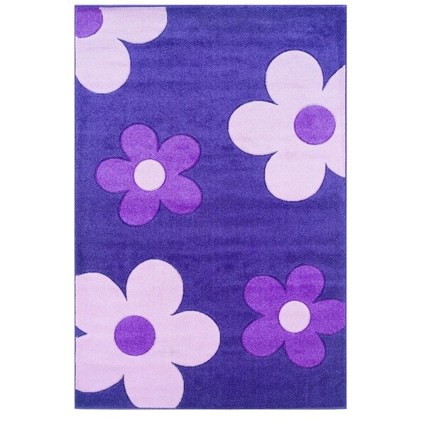 Linon Corfu Collection Purple/Baby Pink Area Rug (5' x 7'7)