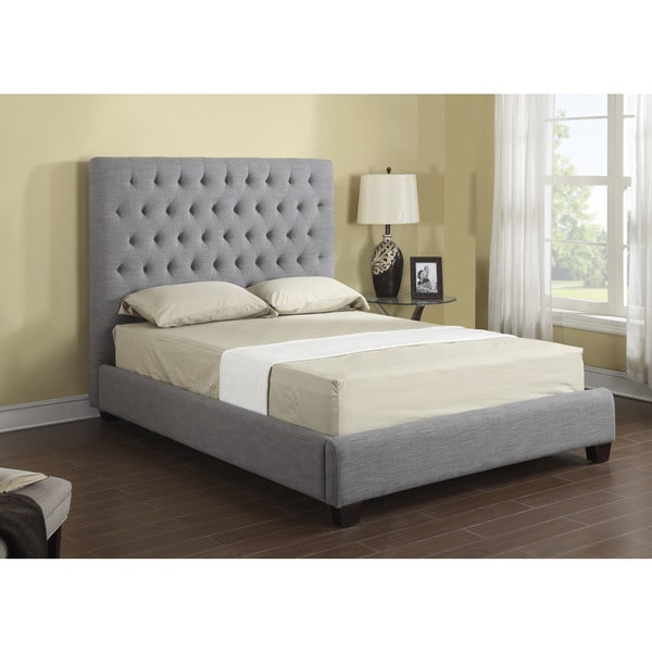 Emerald Grey Linen Tufted Platform Upholstered Bed - Free Shipping ...