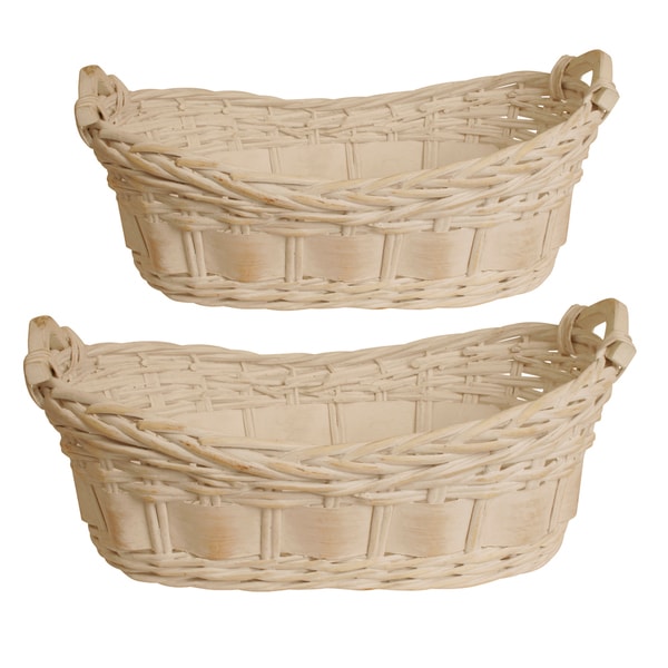 Whitewash Split Willow Basket (Set of 2)