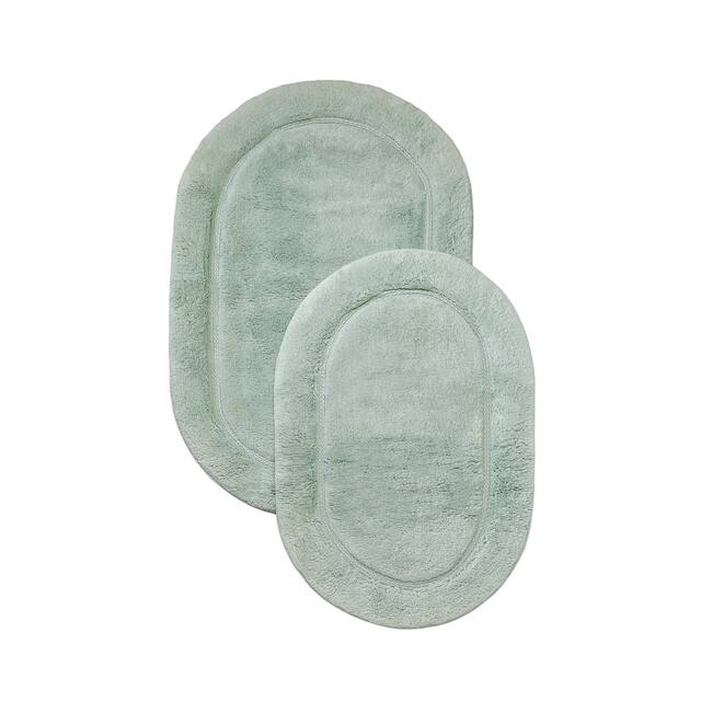 Miranda Haus Cotton Non-slip Oval 2-piece Bath Rug Set - Sage