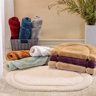 Superior Cotton Non-slip Oval Bath Rug - (Set of 2)